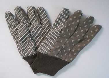 Grey Knit Wrist Working Hands Gloves Pattern Printed Cotton Drill Material