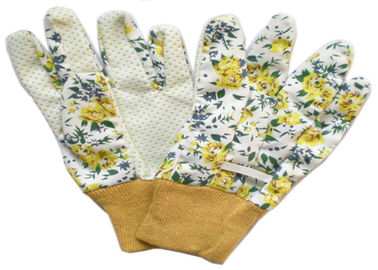 Drill PVC Polar Dots Printed Cotton & Polyester Women Gardening Working Gloves 9.5'